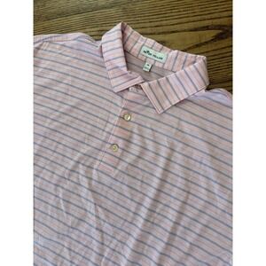 Peter Millar Crown Men's XL Englewood Stripe Cotton Lisle Polo Shirt‎ Pink/Blue